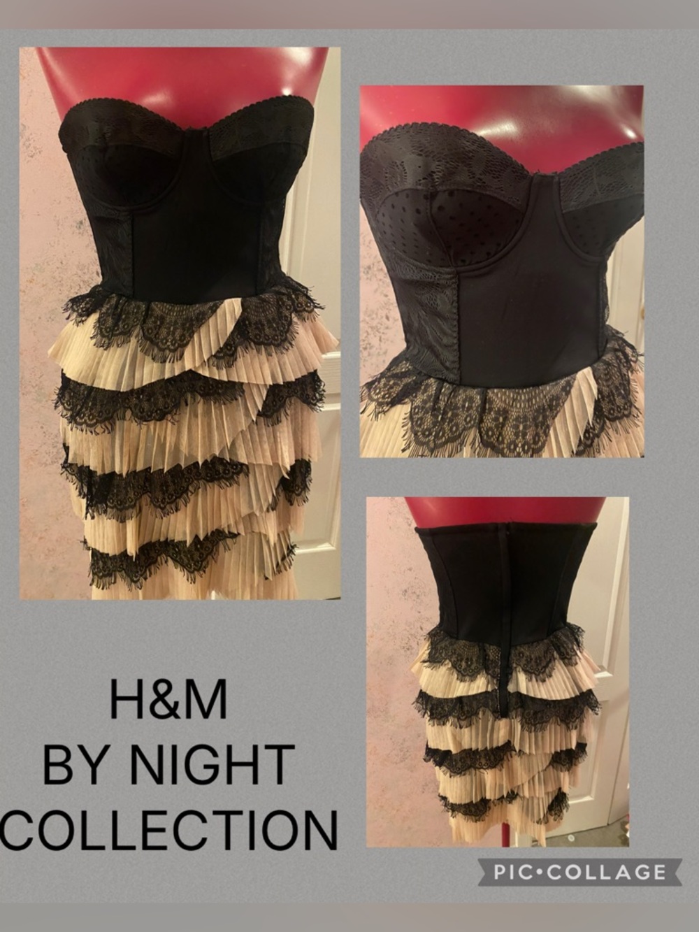 H&M By NIGHT Limited Edition designer dress strapless bustier dress size…